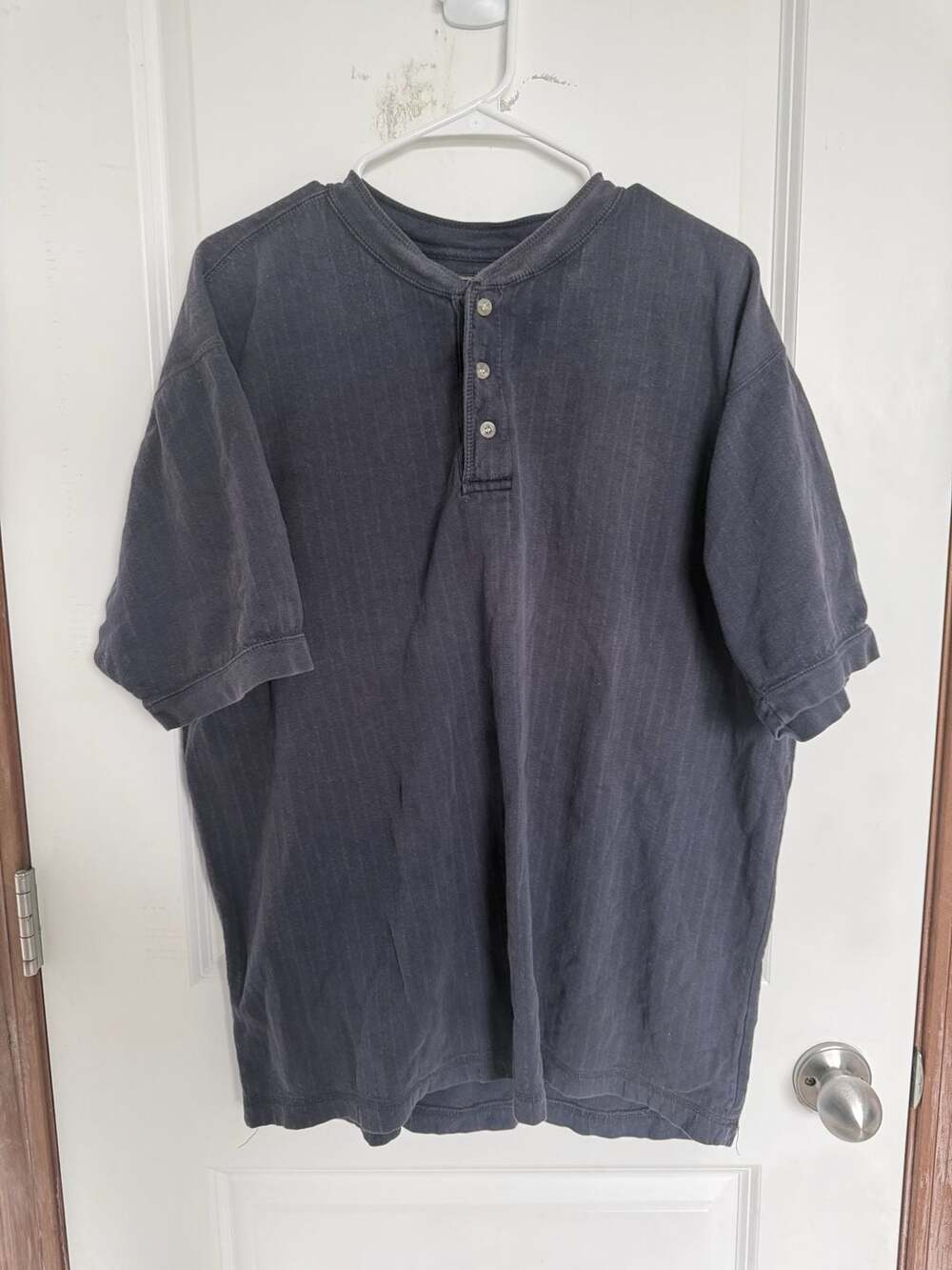 Henley Short Sleeve Shirt Size XL Charcoal Gray Cotton